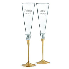 Personalized Wedgwood Vera Wang With Love Gold Toasting Flutes Set of 2