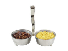 Classic Touch 2-Bowl Beaded Relish Dish