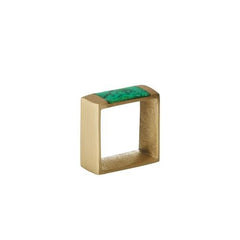 Kim Seybert Napkin Ring Gem Block Green/Gold