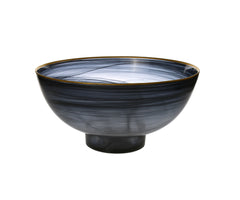 Classic Touch 10.5" Gold Scalloped Black Alabaster Bowl