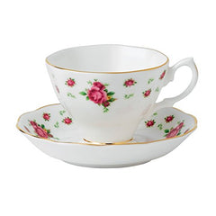 Royal Albert New Country Roses Formal Vintage White Teacup & Saucer Set