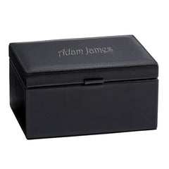 Personalized Black Genuine Leather Jewelry Box