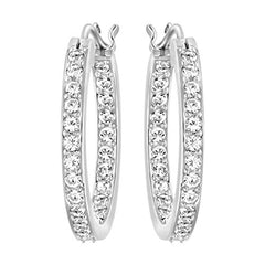 Swarovski Summerset Rhodium-Plated .75" Pierced Hoop Earring