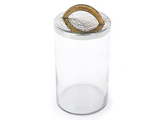 Classic Touch 4x10 Gold Handle Glass Jar & Stainless Steel Lid