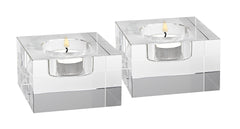 Badash 2x3 Dakota Crystal Block Tealight Holders, Set of 2