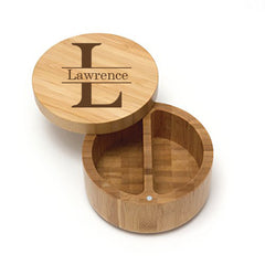 Personalized Lipper Bamboo Swivel Top Divided Salt Box