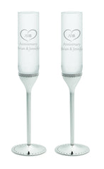 Personalized Wedgwood Vera Wang Grosgrain Silver-Plated Toasting Flutes Set of 2