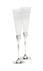 Personalized Wedgwood Vera Wang With Love Silver Toasting Flutes Set of 2