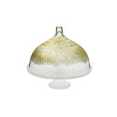 Classic Touch 11" Gold Design Glass Cake Stand & Dome