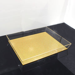 Waterdale Trapezoid Gold/Clear Glitter 11x14 Lucite Tray