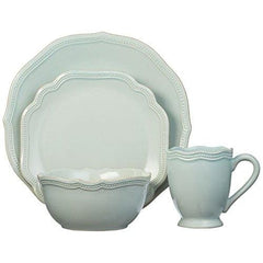 Lenox French Perle Bead 4Pc Ice Blue Round Dinnerware Set Service For 1 - Misc