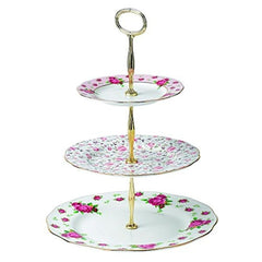 Royal Albert New Country Roses Vintage Formal 3-Tier Cake Stand - Misc